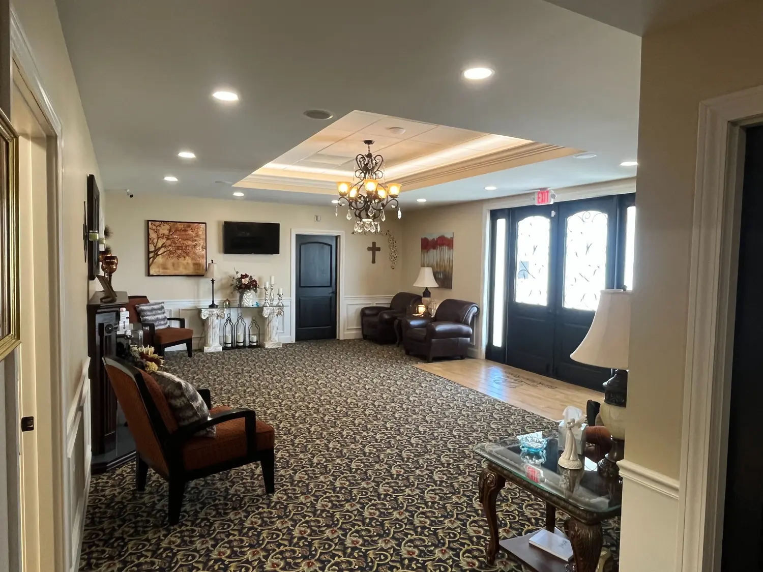 Welcoming foyer and seating area at the Marion Illinois event venue